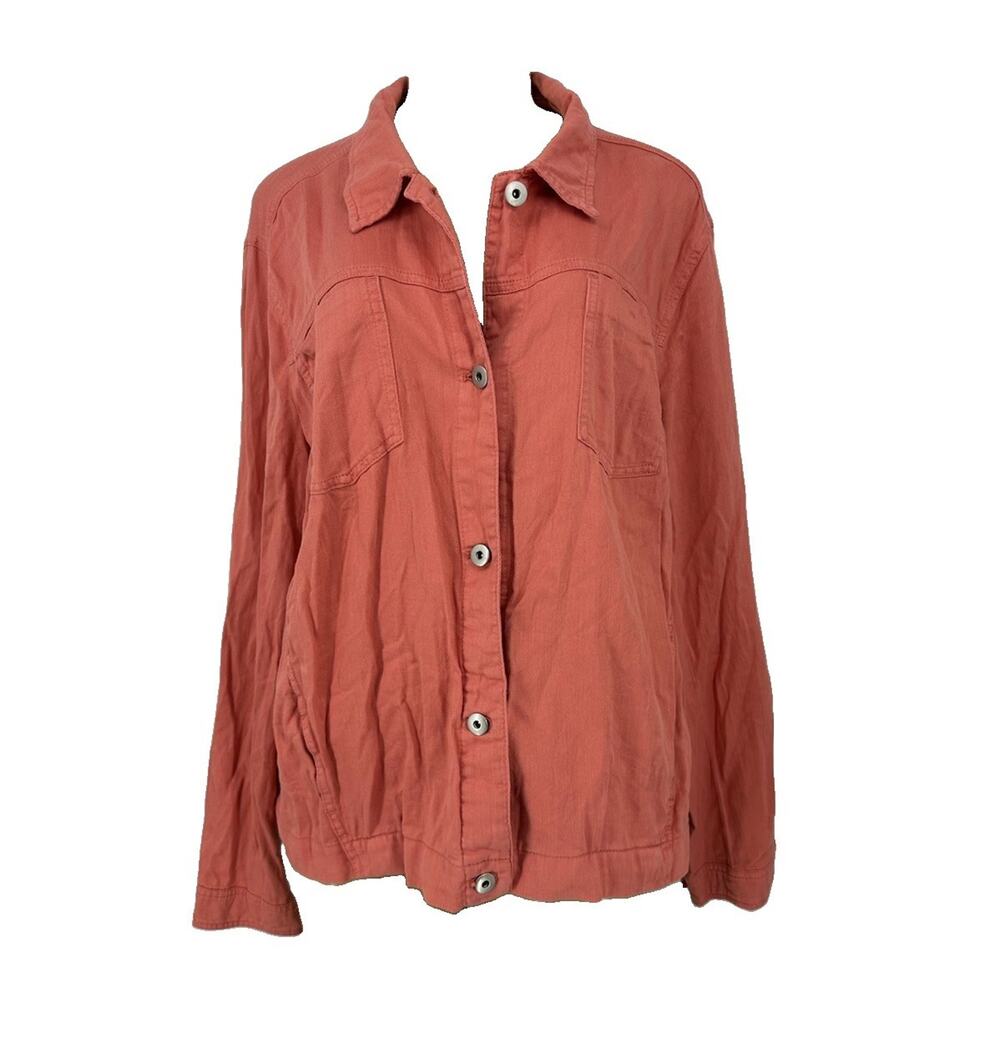 J. Jill Denim XL Tall Women Button Up Jacket Cotton Linen Blend G2v